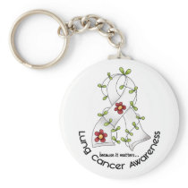 Lung Cancer Awareness FLOWER RIBBON 1 Keychains