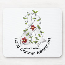 Lung Cancer Awareness FLOWER RIBBON 1 Mouse Mats