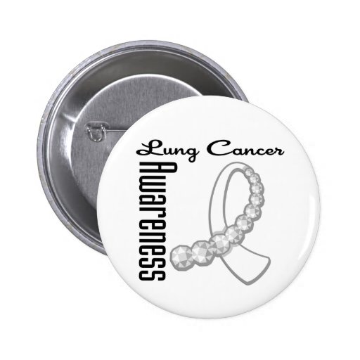 Lung  Cancer Awareness Gemstone Ribbon Pinback Buttons