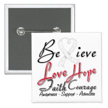 Lung Cancer Believe Heart Collage Pinback Button