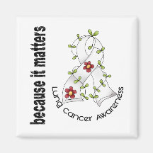 Lung Cancer Flower Ribbon 3 Magnets