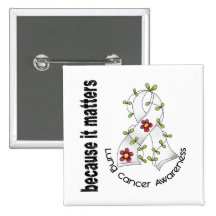 Lung Cancer Flower Ribbon 3 Pinback Buttons