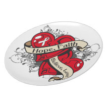 Lung Cancer Hope Faith Dual Hearts Party Plate