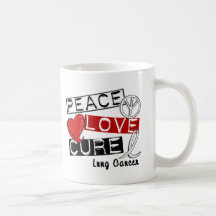 Lung Cancer PEACE LOVE CURE 1 Mug
