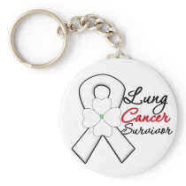 Lung Cancer Survivor Flower Ribbon Key Chain