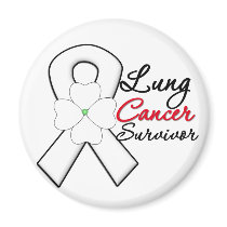 Lung Cancer Survivor Flower Ribbon Magnets