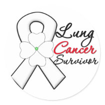 Lung Cancer Survivor Flower Ribbon Round Sticker