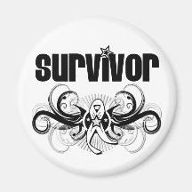 Lung Cancer Survivor Grunge Winged Emblem Magnets