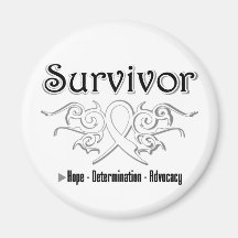 Lung Cancer Survivor Tribal Ribbon Refrigerator Magnets