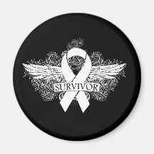 Lung Cancer Winged SURVIVOR Ribbon Fridge Magnet