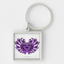 Lupus Awareness Heart Wings.png Keychains