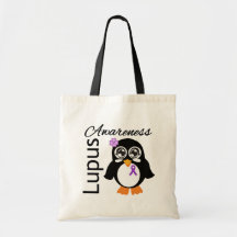 Lupus Awareness Penguin Tote Bags
