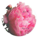Luscious Pink Peony Custom Envelope Seals Sticker