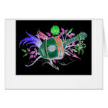 Lute and Plants, Pink inversion Greeting Card