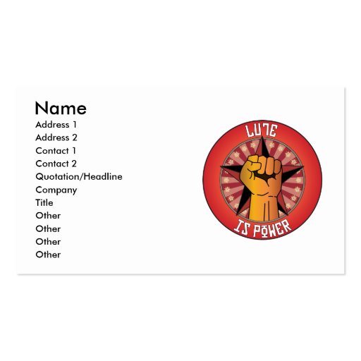 Lute Is Power Business Card Templates