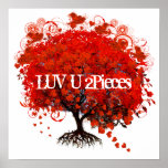 Luv U 2 Pieces Roots Puzzle Pieces Red Tree posters