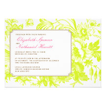 Luxe Floral Wedding Invitation in Green & Pink