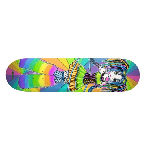 "Luxie" Rainbow Cyber Goth Faerie Skate Board