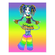 "Luxie" Rainbow Cyber Goth Hula Hoop Fae Postcard