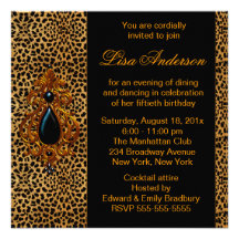 Luxurious Leopard Womans 50th Birthday Party Custom Invitation
