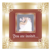 Luxury Gold Frame Wedding Photo Invitations