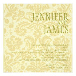 Luxury Green Cream Damask Wedding Invitation