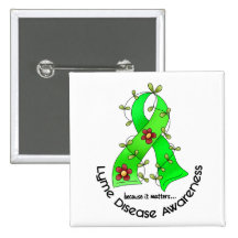 Lyme Disease Flower Ribbon 1 Button