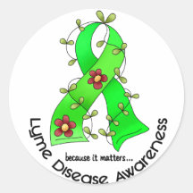 Lyme Disease Flower Ribbon 1 Sticker