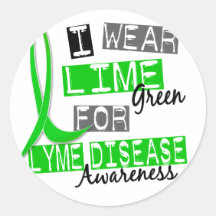 Lyme Disease I Wear Lime Green For Awareness 37 Round Stickers