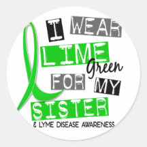 Lyme Disease I Wear Lime Green For My Sister 37 Round Stickers