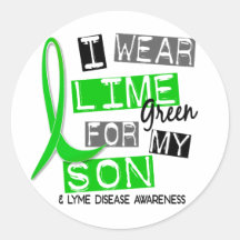 Lyme Disease I Wear Lime Green For My Son 37 Round Stickers