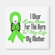 Lymphoma Cancer Ribbon My Hero My Mother Refrigerator Magnets