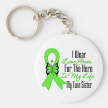 Lymphoma Cancer Ribbon My Hero My Twin Sister Key Chains