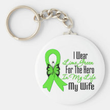 Lymphoma Cancer Ribbon My Hero My Wife Key Chains