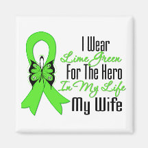 Lymphoma Cancer Ribbon My Hero My Wife Refrigerator Magnet