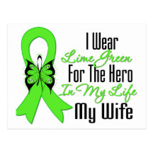 Lymphoma Cancer Ribbon My Hero My Wife Postcard