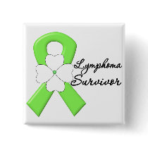 Lymphoma Survivor Flower Ribbon Button