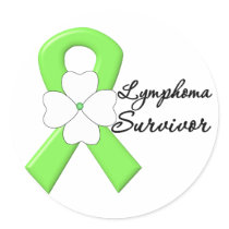 Lymphoma Survivor Flower Ribbon Sticker