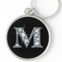 "M" Diamond Bling Keychain