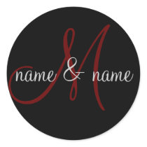 "M" monogram label, personalise first names