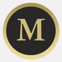M :: Monogram M Elegant Gold and Black Sticker