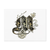 "M" monogram postcard