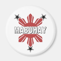 Mabuhay Filipino Sun and Star Fridge Magnets