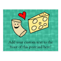 Mac Loves Cheese, Funny Cute Macaroni + Cheese Post Card