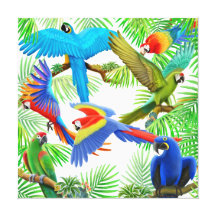 Macaw Jungle Wrapped Canvas Canvas Print