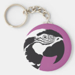 MACAW PARROT BLACK AND WHITE KEYCHAIN