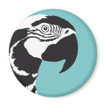MACAW PARROT BLACK AND WHITE magnets