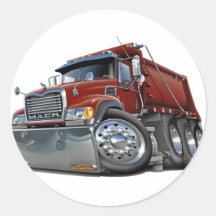 Mack Dump Truck Maroon Round Stickers