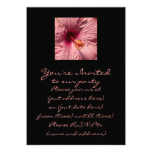 Macro Pink Hibiscus Flower Custom Invitations