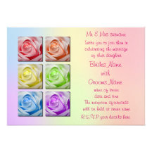 Macro Rainbow Roses Wedding Invitations